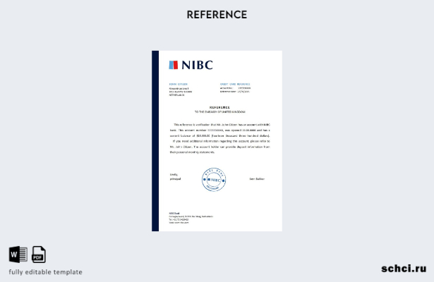 цифровая загрузка шаблона справки о банке Нидерландов NIBC